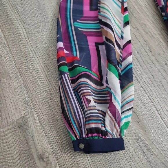 Juicy Couture Black Label Women's XS Colourful Geo Abstract Peasant Maxi Dress - Picture 9 of 16